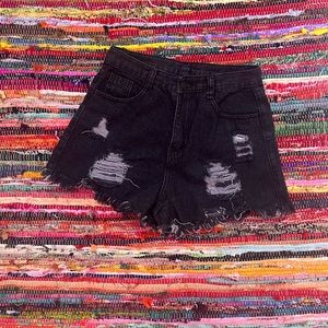 size small black distressed jean shorts